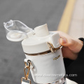 500ml bpa free PP PC modern 2022 new design Trendy leather double drink cups water bottle with straw